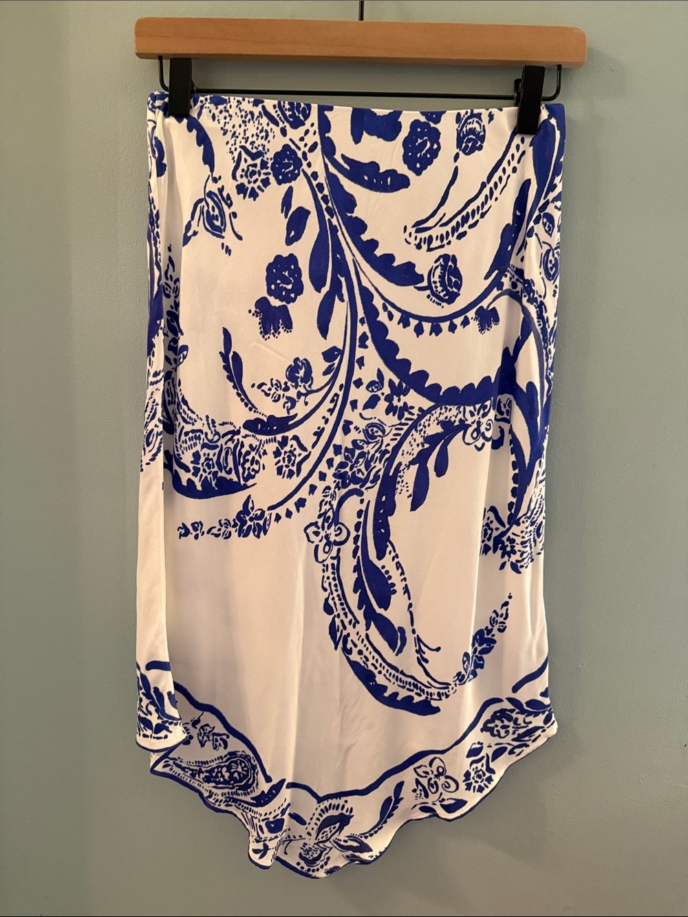 Maeve White and Cobalt Blue Patterned Skirt - XS